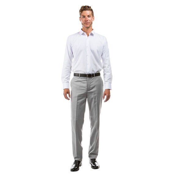 Azzuro Men's 3-Pack of Light Grey Dress Pants (Unhemmed/Open Bottom) - Picture 2 of 4